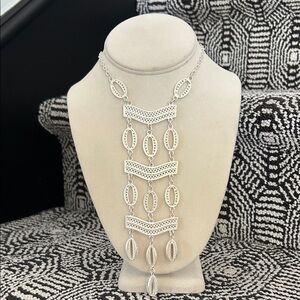 Long Silver Tone Necklace